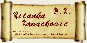 Milanka Kanačković vizit kartica